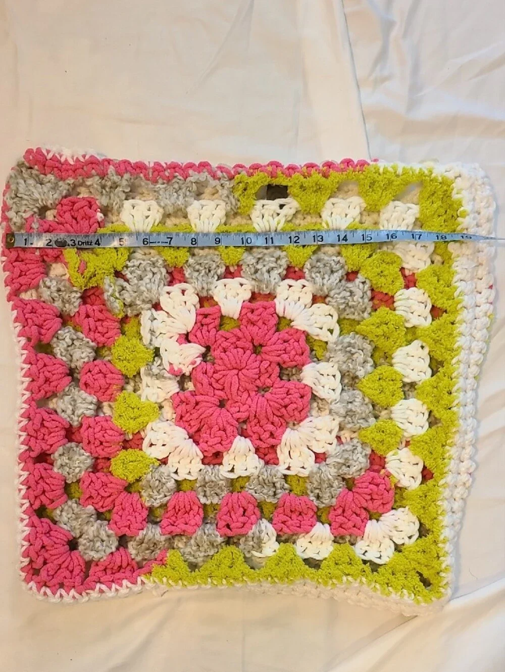 Handmade Crochet Granny Square Pillow Cover By Grey Dove Creations NWT